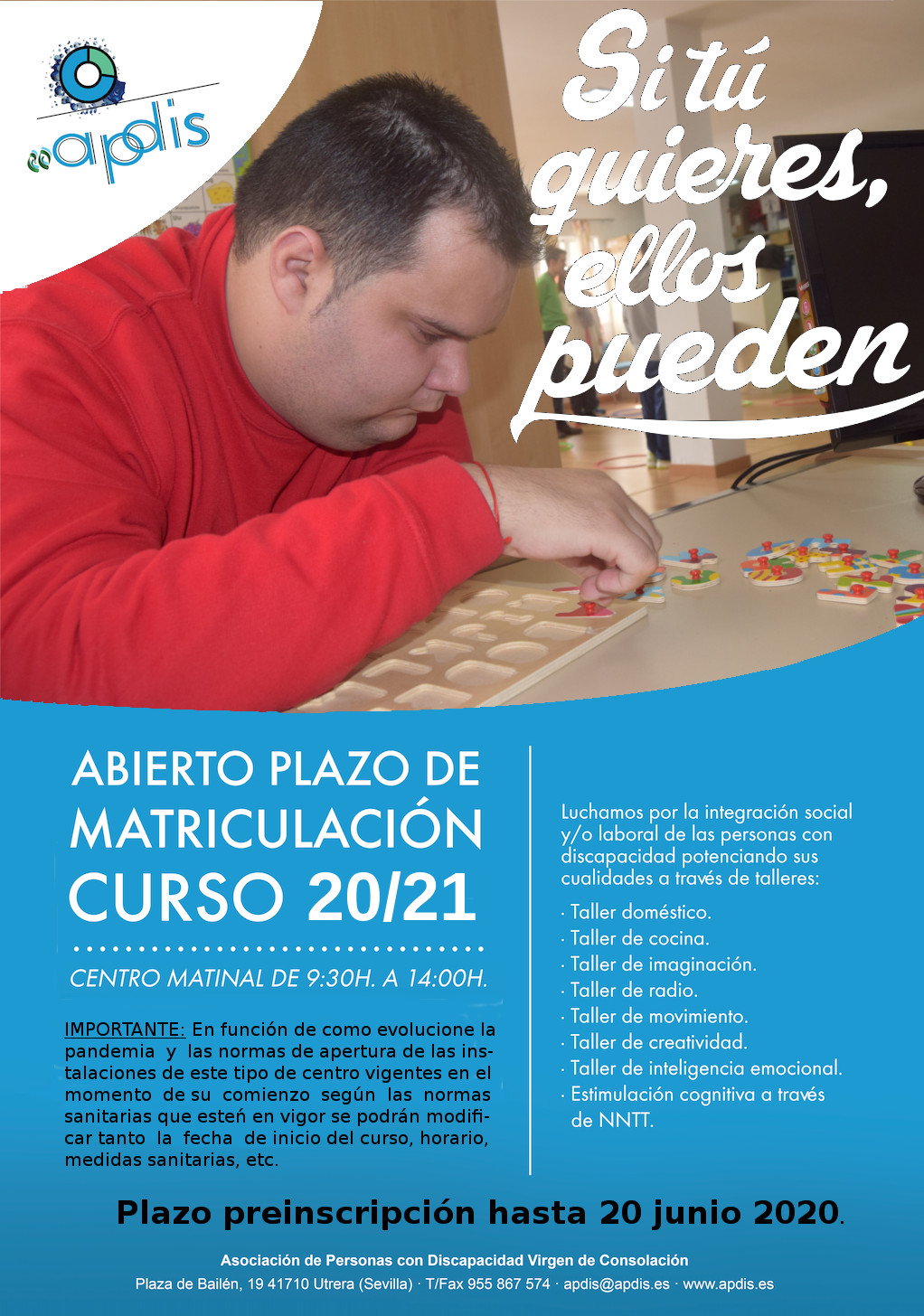 Abierto plazo preinscripción matrícula CoApdis 20/21