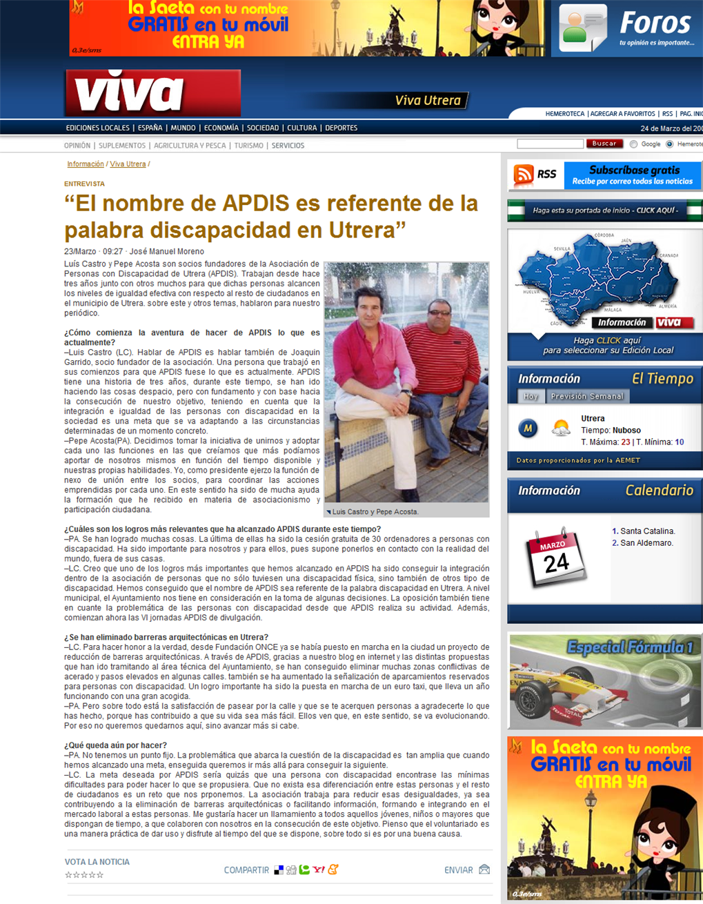 El nombre de APDIS es referente de la palabra discapacidad en Utrera. Viva Utrera